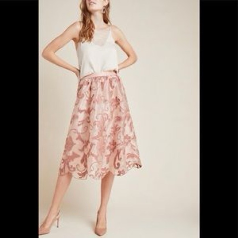 Maeve by Anthropology embroidered midi skirt